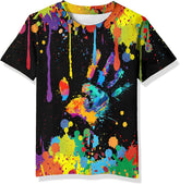 Teens Boys Girls Shirts 3D Print Colorful Design Graphic Tee Shirt with Short Sleeve for Kids 6-16 Years