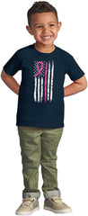 Breast Cancer Pink Line American Flag Toddler Boy Girl T Shirt