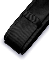 2.4" Solid Color Skinny Tie and Pocket Square with Tie Clip Sets for Men (6Cm)