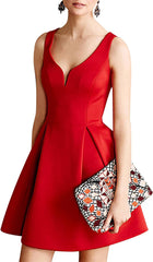 Women'S Sleeveless V Neck Casual Mini Dress Graduation Dinner Gowns Party Cocktail Dresses with Pockets OX366