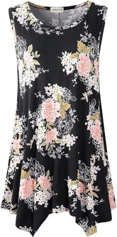 Womens plus Size Tank Tops Summer Sleeveless Shirts Casual Loose Tunic Blouses