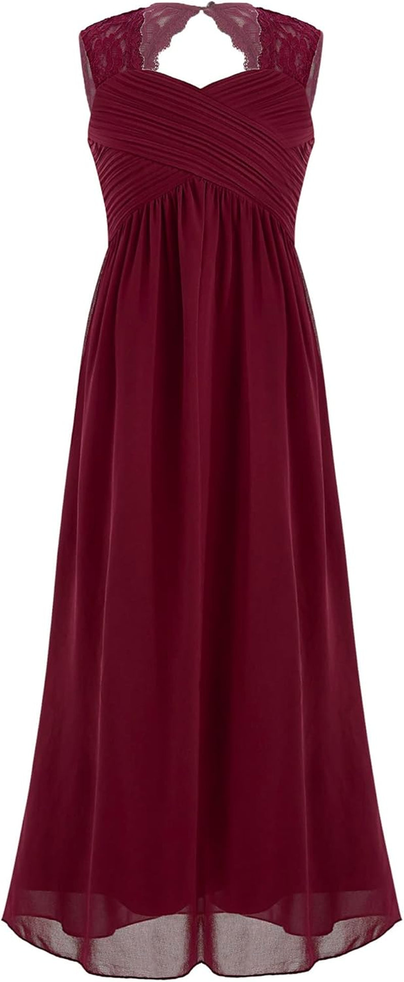 Youth Big Girls Junior Chiffon Lace Wedding Party Bridesmaid Ball Gown Maxi Long Flower Dress