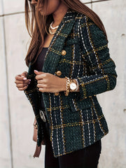 Elegant Tweed Check Office Blazer