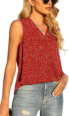 Women'S Summer Sleeveless Chiffon Tank Tops Blouse Loose Casual V Neck Blouses Shirt