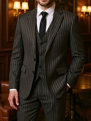 Men’s Three-Piece Vertical Stripe Suit Set