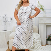 Plus Size Polka Dot Satin Night Dress