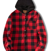 Men’s Fleece-Lined Plaid Hooded Flannel Jacket