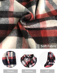 Women Vest Lapel Open Front Buffalo Plaid Sleeveless Cardigan Jacket Coat with Pockets