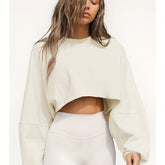 Women High-Elastic Crop Top Sweatshirt