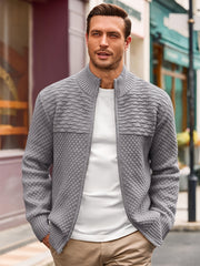 Zip Stand Knit Cardigan