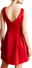 Women'S Sleeveless V Neck Casual Mini Dress Graduation Dinner Gowns Party Cocktail Dresses with Pockets OX366