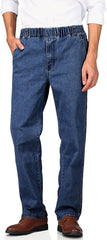 Mens Casual Loose Fit Elastic Waist Jeans Denim Pants