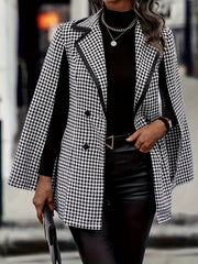 Elegant Houndstooth Cape Blazer