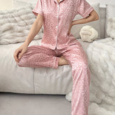 Women Satin Jacquard Pajama Set