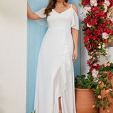 Plus Size Ruffle Chiffon Gown