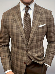 Brown Checkered Evening Suit