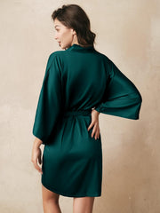 Women'S Silk Robe Satin Kimono Robe for Bride Bridesmaids Short Bridal Party Robes Wedding Loungewear XS-XXL