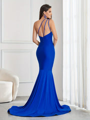 Solid One-Shoulder Mermaid Wedding Gown