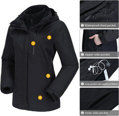 Women'S Waterproof Ski Jacket 3 in 1 Winter Coat Windbreaker Snowboard Jackets for Rain Snow Outdoor Hiking