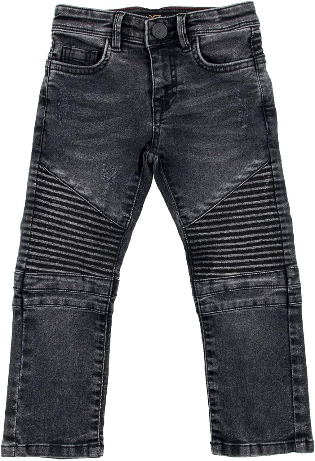 Baby Boys Toddler Jeans, Elastic Waist Biker Moto Distressed Ripped Denim Jeans for Boys & Colored Pants