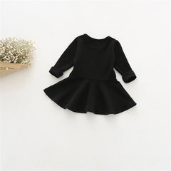 Toddler Baby Girls Long Sleeve Cotton Dress Solid Ruffle Tops