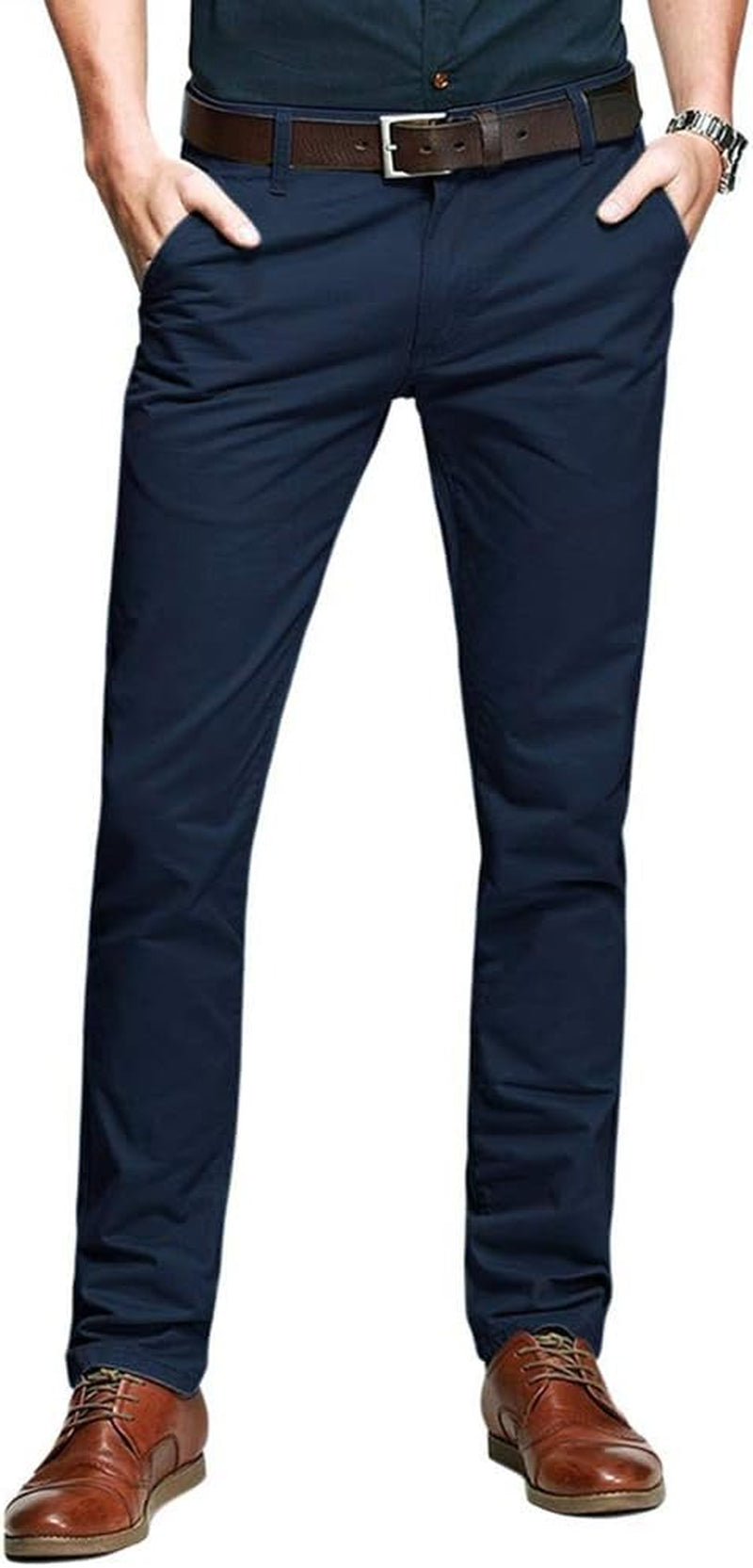 Mens Tapered Flat Front Casual Dress Pants, Chinos Pants Men