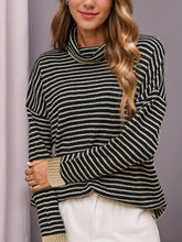 Striped High Neck Knit Pullover