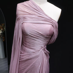 Lilac One-Shoulder Draped Evening Gown