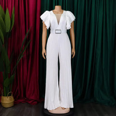 Elegant V-Neck Belted Jumpsuit