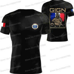 2023 French National Gendarmerie Intervention Group T Shirt France GIGN Outdoor technical Shirts fitness Clothing Training Tops