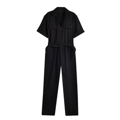 Black Collared Utility Jumpsuit