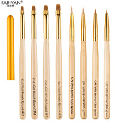 Nail Art Brush Painting Drawing Carving Pen Wooden Handle Round Manicure Tools Design Flower Acrylic Tips UV Gel Polish