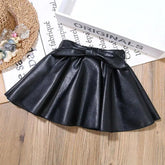 Kids Pleated PU Mini Skirt