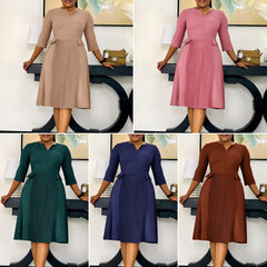 Elegant Pleated Church Midi Dress