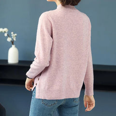 Pink Turtleneck Winter Knit Pullover