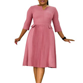 Elegant Pleated Church Midi Dress