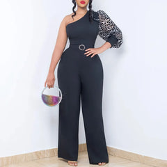 Diagonal Shoulder Wide Leg Jumpsuit