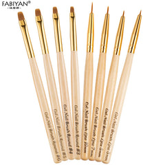 Nail Art Brush Painting Drawing Carving Pen Wooden Handle Round Manicure Tools Design Flower Acrylic Tips UV Gel Polish