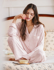 Pink Floral Long Sleeve Pajama Set