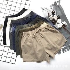 Women's high waisted shorts, fashionable and casual cotton and linen shorts, street wear, women's shorts