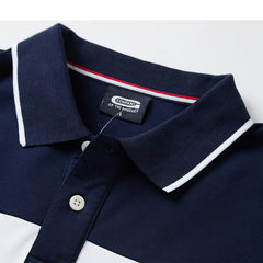 Long Sleeve Patchwork Cotton Polo