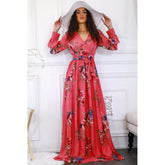 Pink Floral Maxi Wedding Dress