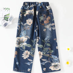 Printed Korean Style Girls Jeans