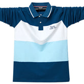 Long Sleeve Patchwork Cotton Polo