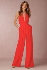 Chic Backless Solid Sleeveless Jumpsuit