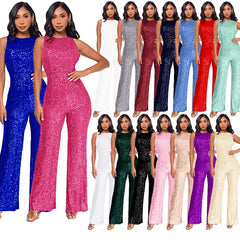 Elegant High-Waisted Sequin Jumpsuit