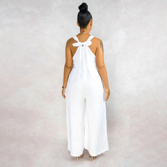 Sleeveless V Neck Summer Jumpsuit