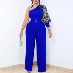 Diagonal Shoulder Wide Leg Jumpsuit