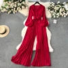V-Neck Lantern Sleeve Jumpsuit