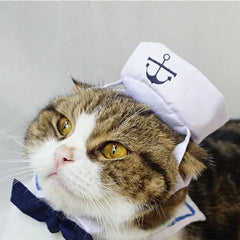 Funny Pet Cat Costumes Cat Apparel Clothes For Halloween Christmas Cosplay Navy Sailor Costumes Jacket Cloak Dog Accessories